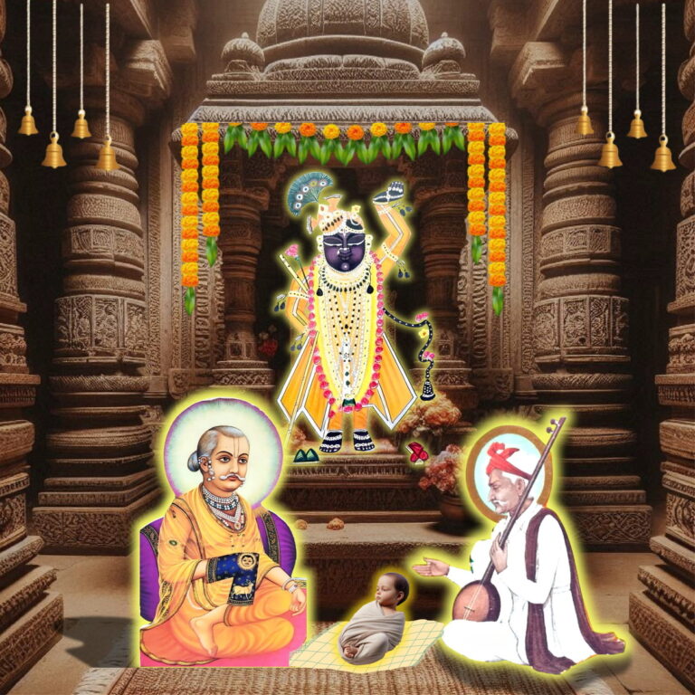 Gusain Shri Vitthalnath Ji with Kumbhandas Ji, Chaturbhujdas Ji at Shrinathji temple
